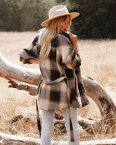 Pike Pocketed Belted Plaid Shacket - Dark Brown - FINAL SALE Ins Street